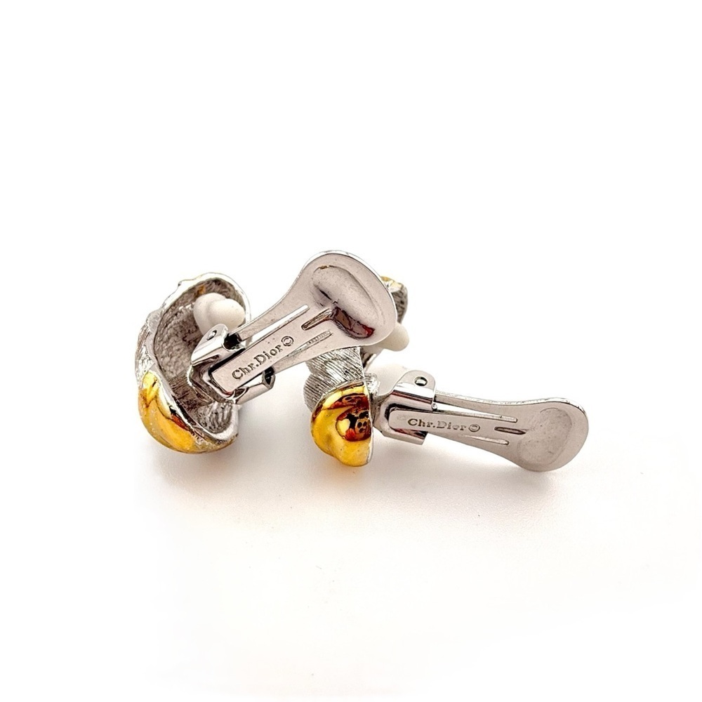 Vintage Christian Dior Silver and Gold Earrings - Picture 4 of 9